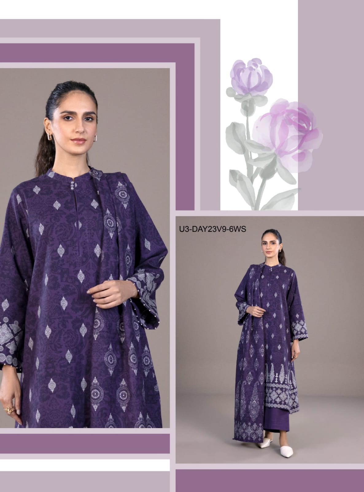 Sapphire 3 Piece - Printed Lawn Suit-6ws